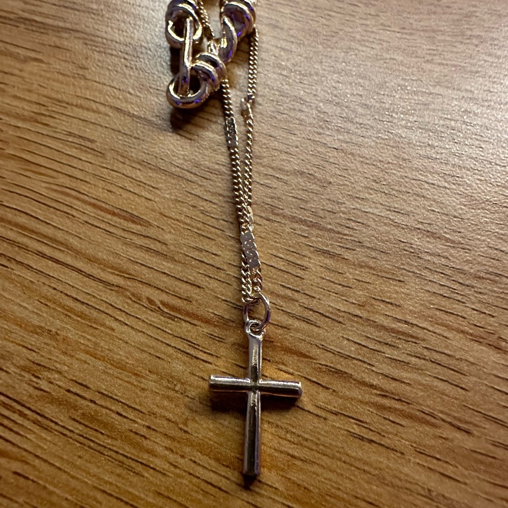Gold layered necklace with cross